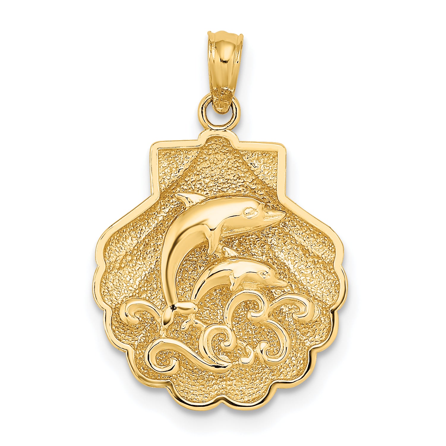 14K Reversible Dolphins and Waves in Shell Charm Main image