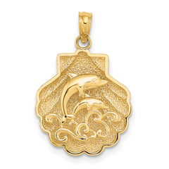 14K Reversible Dolphins and Waves in Shell Charm