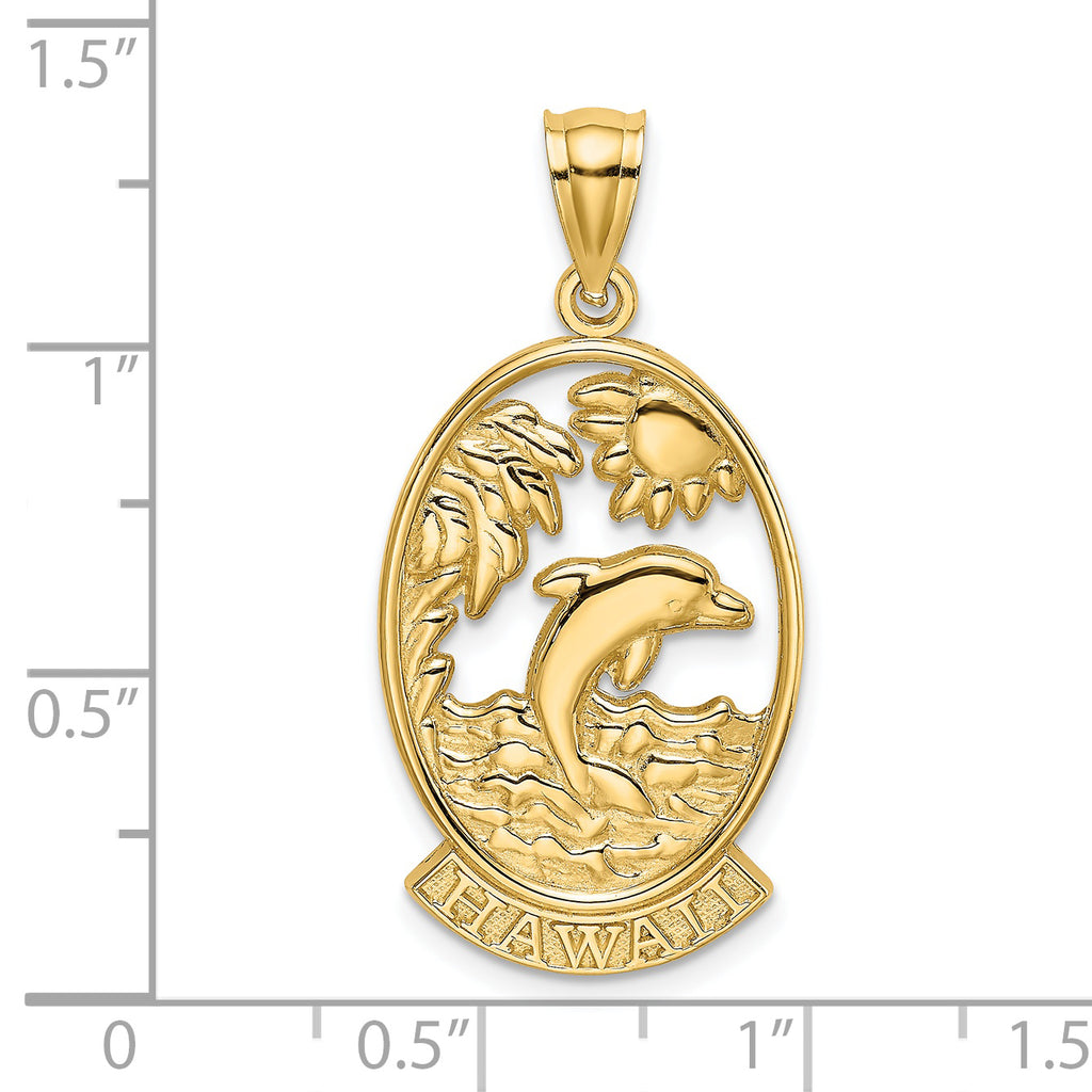 14K HAWAII w/ Dolphins in Waves Charm