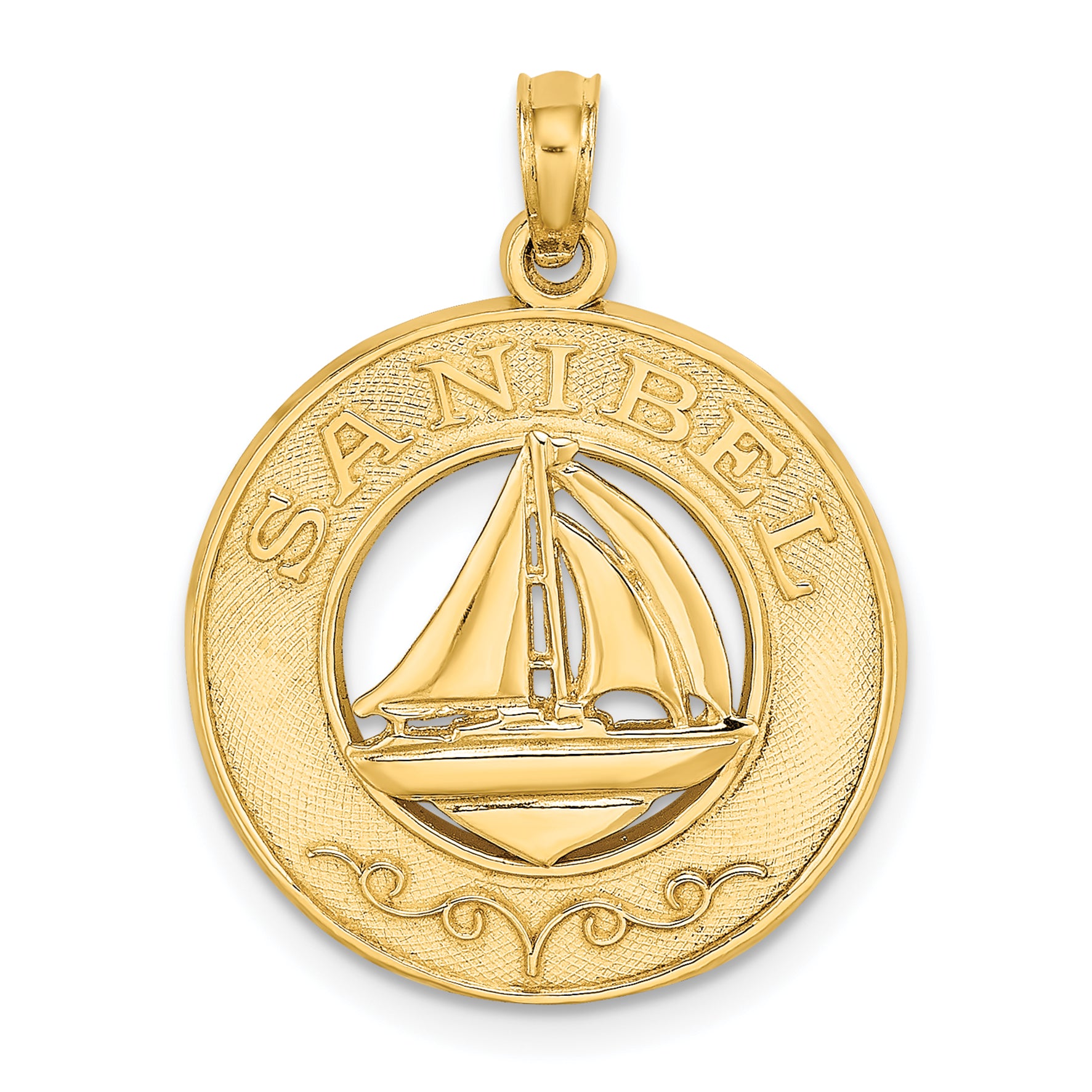 14K SANIBEL w/Sailboat Circle Charm Main image
