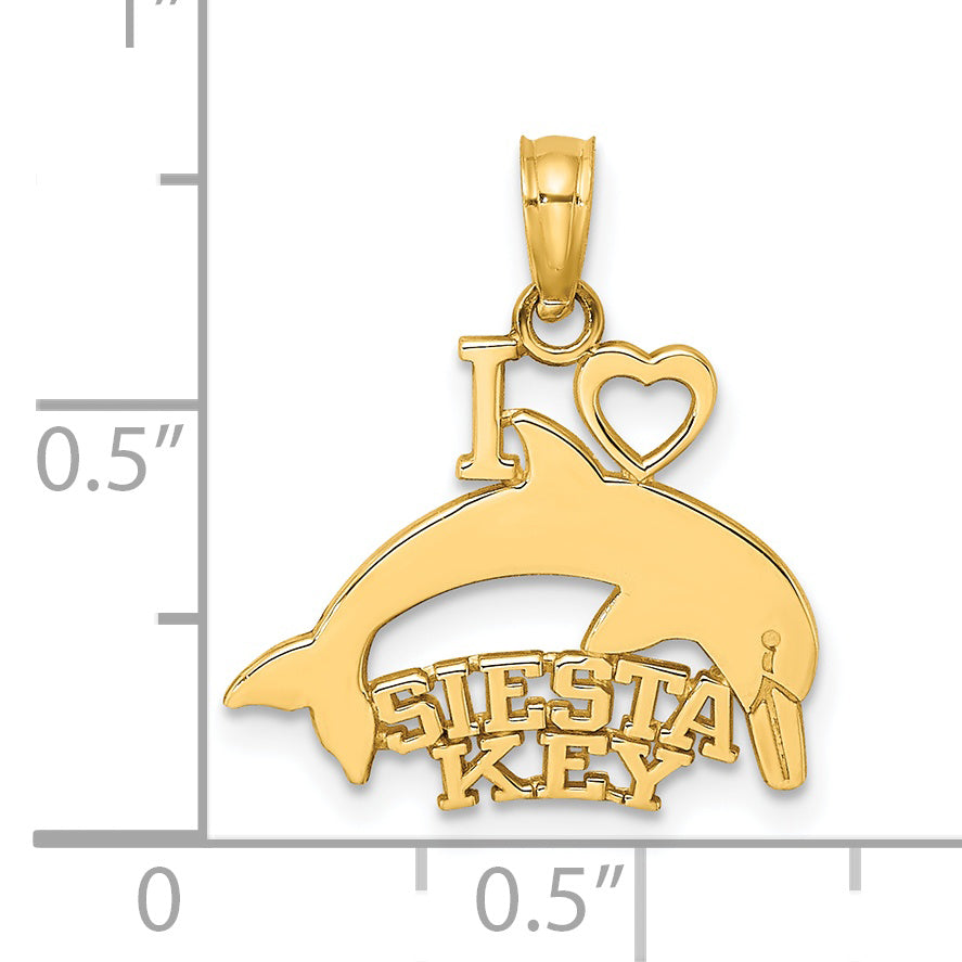 14K I HEART SIESTA KEY with Dolphin Charm