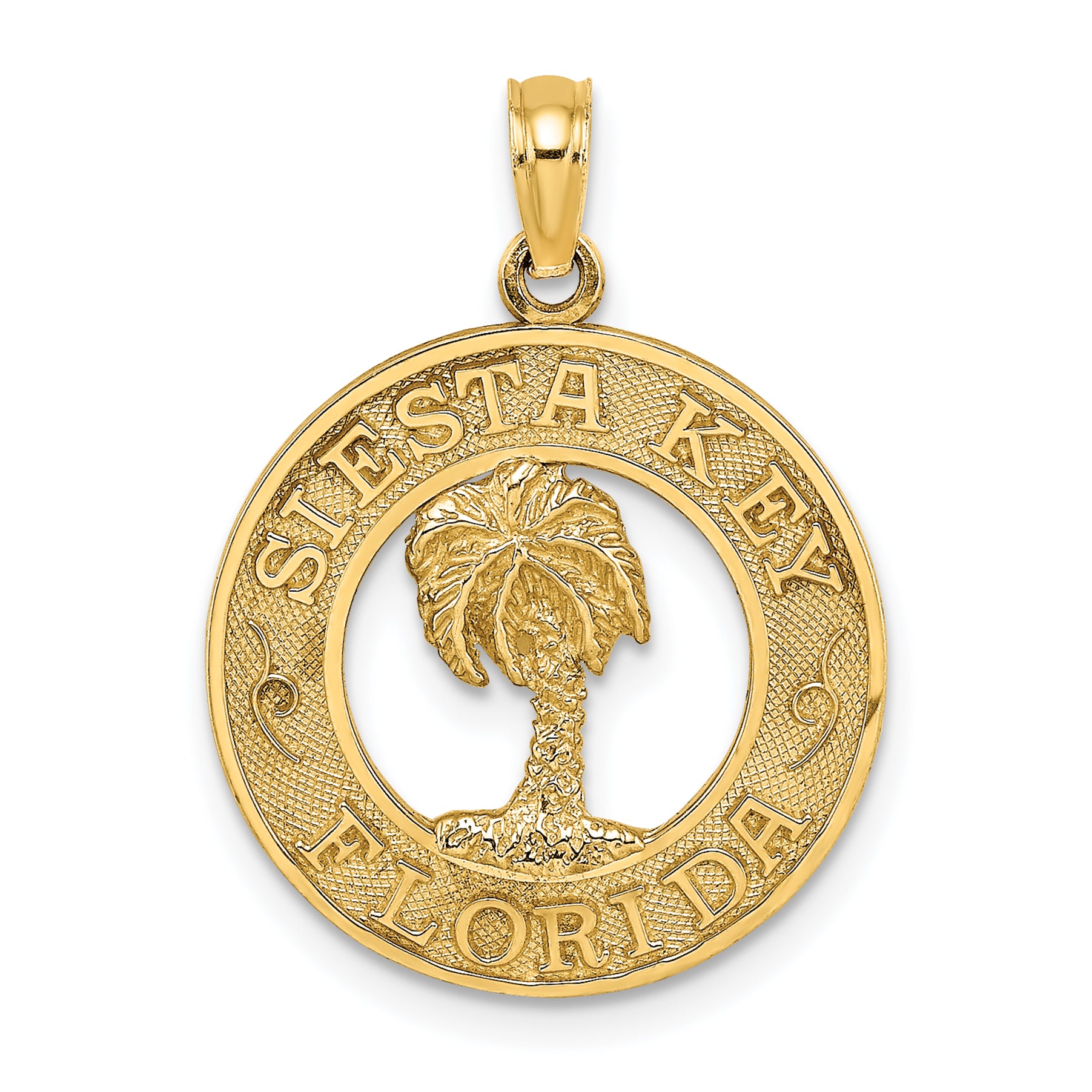 14K SIESTA KEY FLORIDA  w/Palm Tree Circle Charm