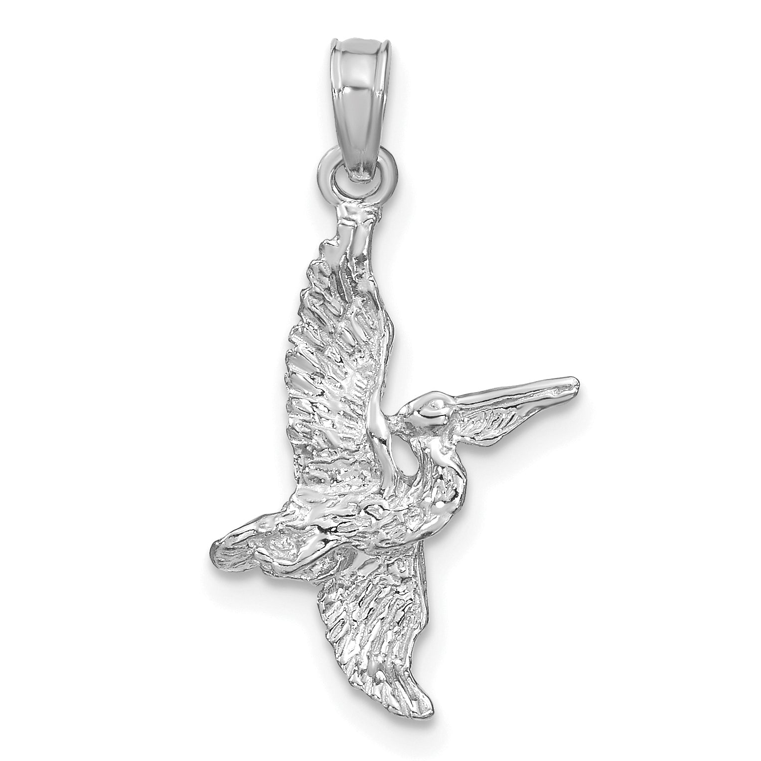 14K White Gold 3-D Pelican Flying Charm Main image