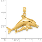 14K 2-D Two Swimming Dolphins Charm