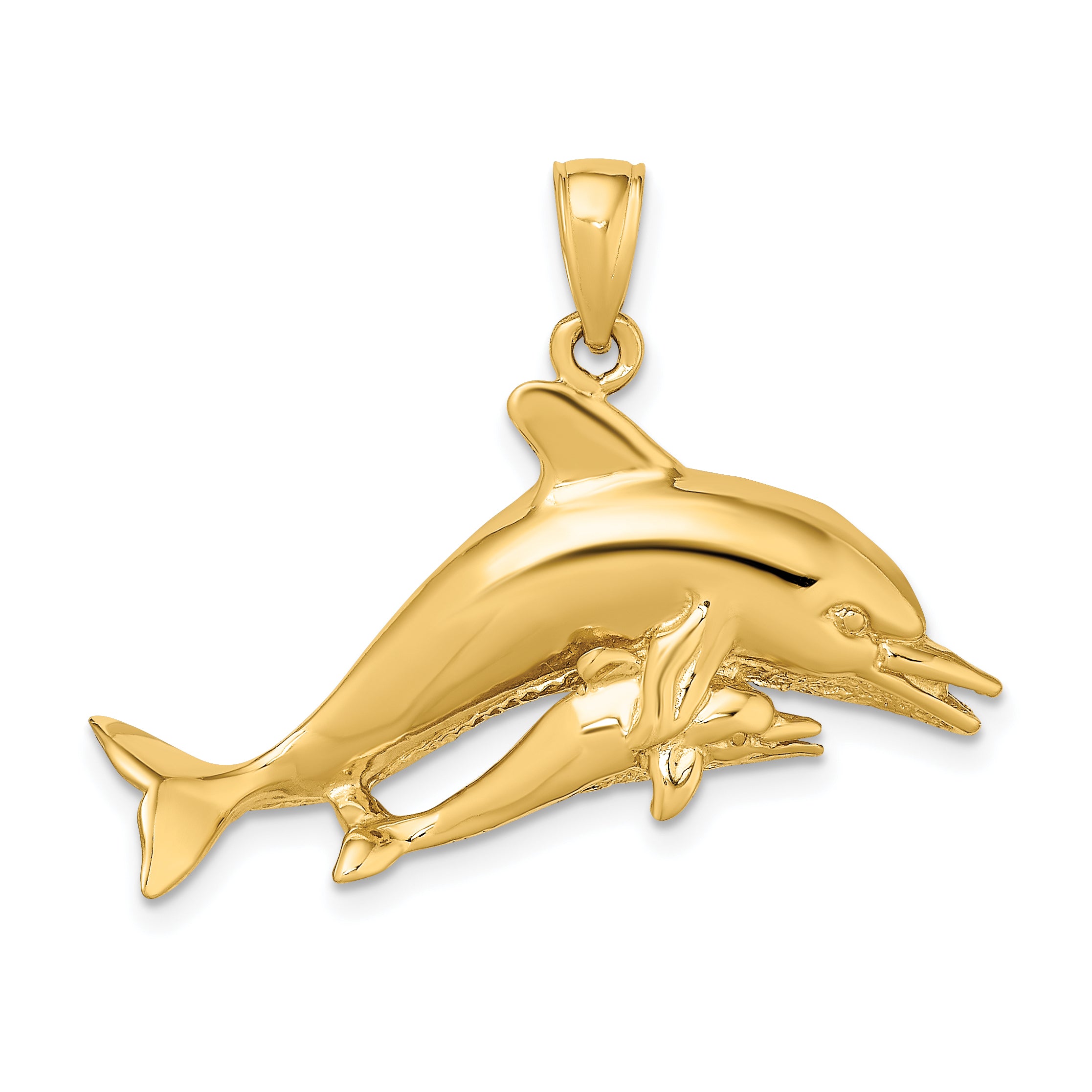14K 2-D Two Swimming Dolphins Charm Main image