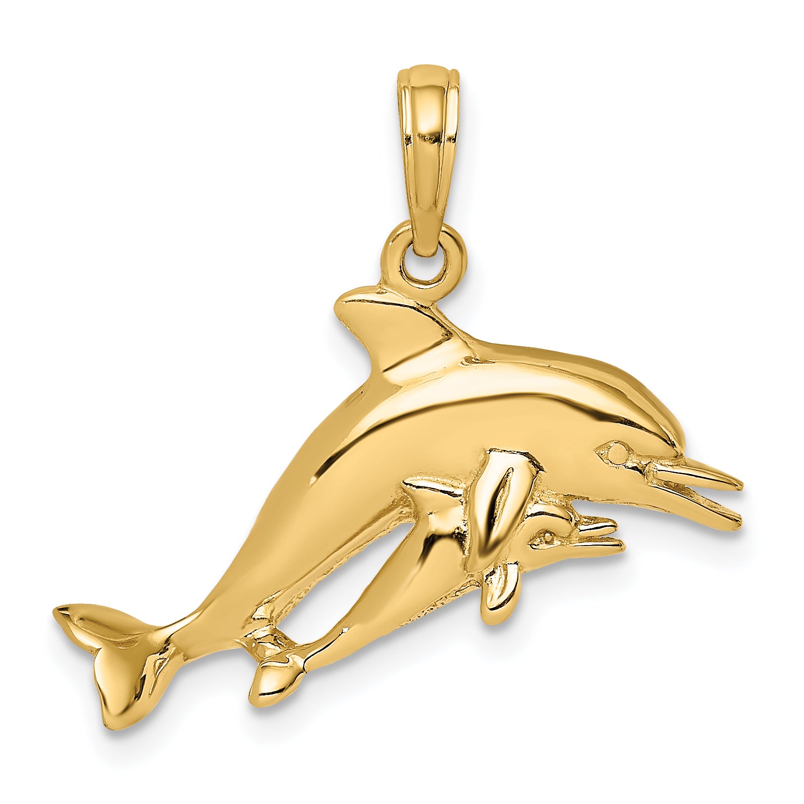 14K 2-D Double Dolphins Swimming Charm Main image