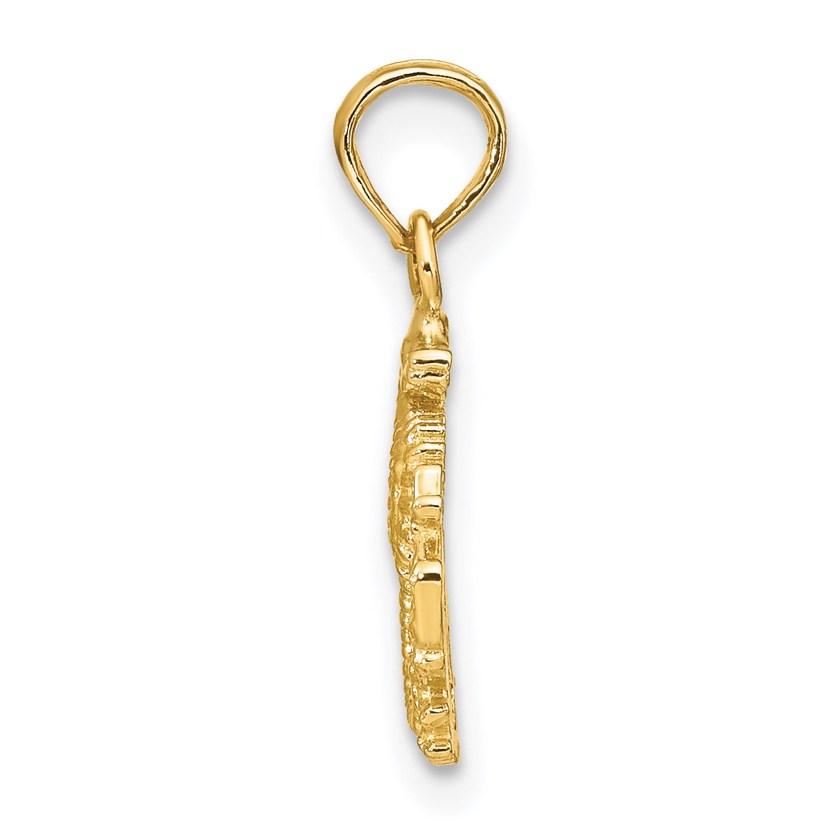 14K Textured Mini Seahorse and Coral Charm