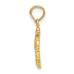 14K Textured Mini Seahorse and Coral Charm