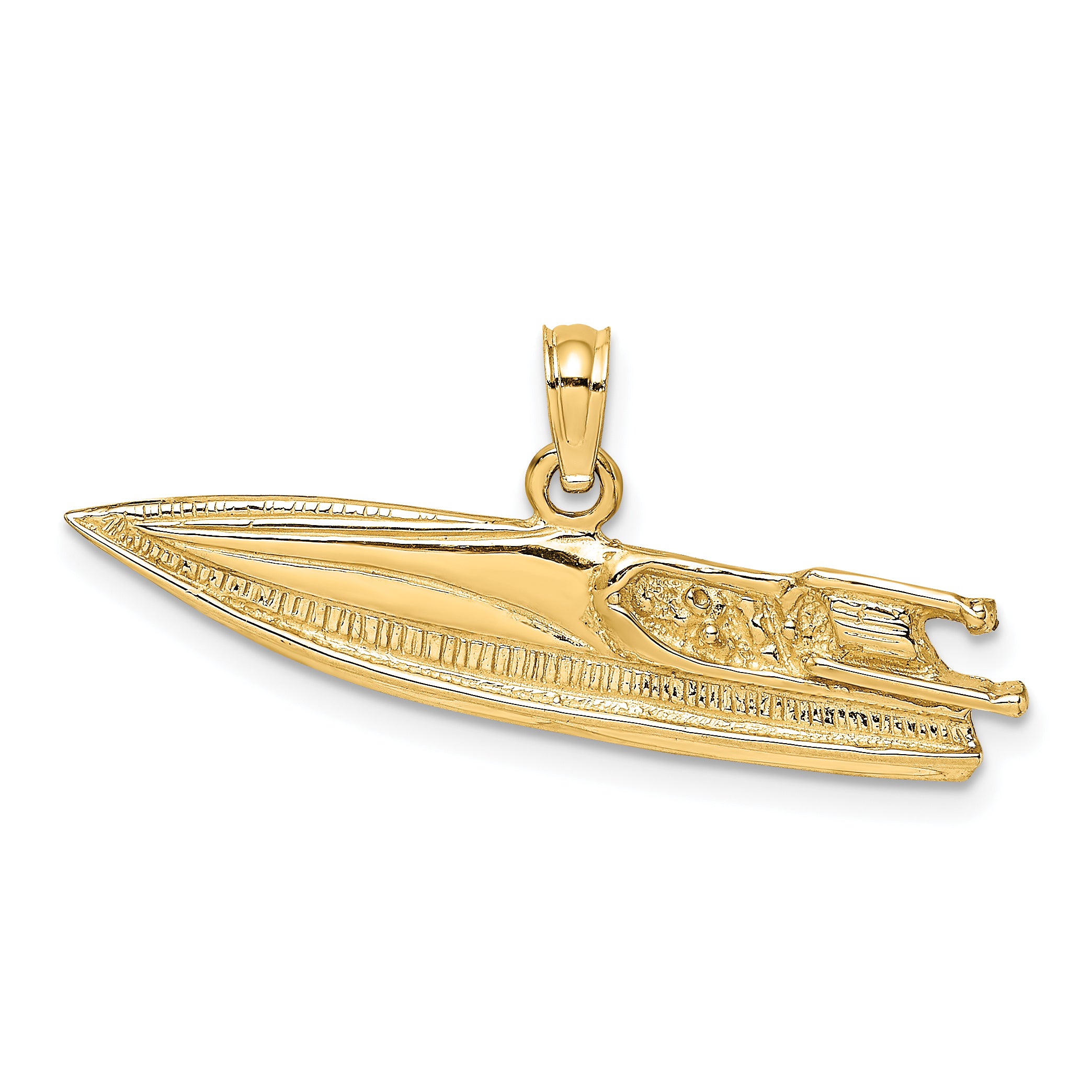 14K 2-D Textured SPEED BOAT Charm Main image