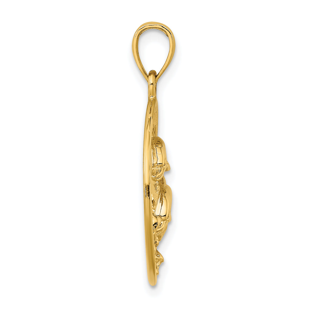 14K Double Dolphins In Circle Charm