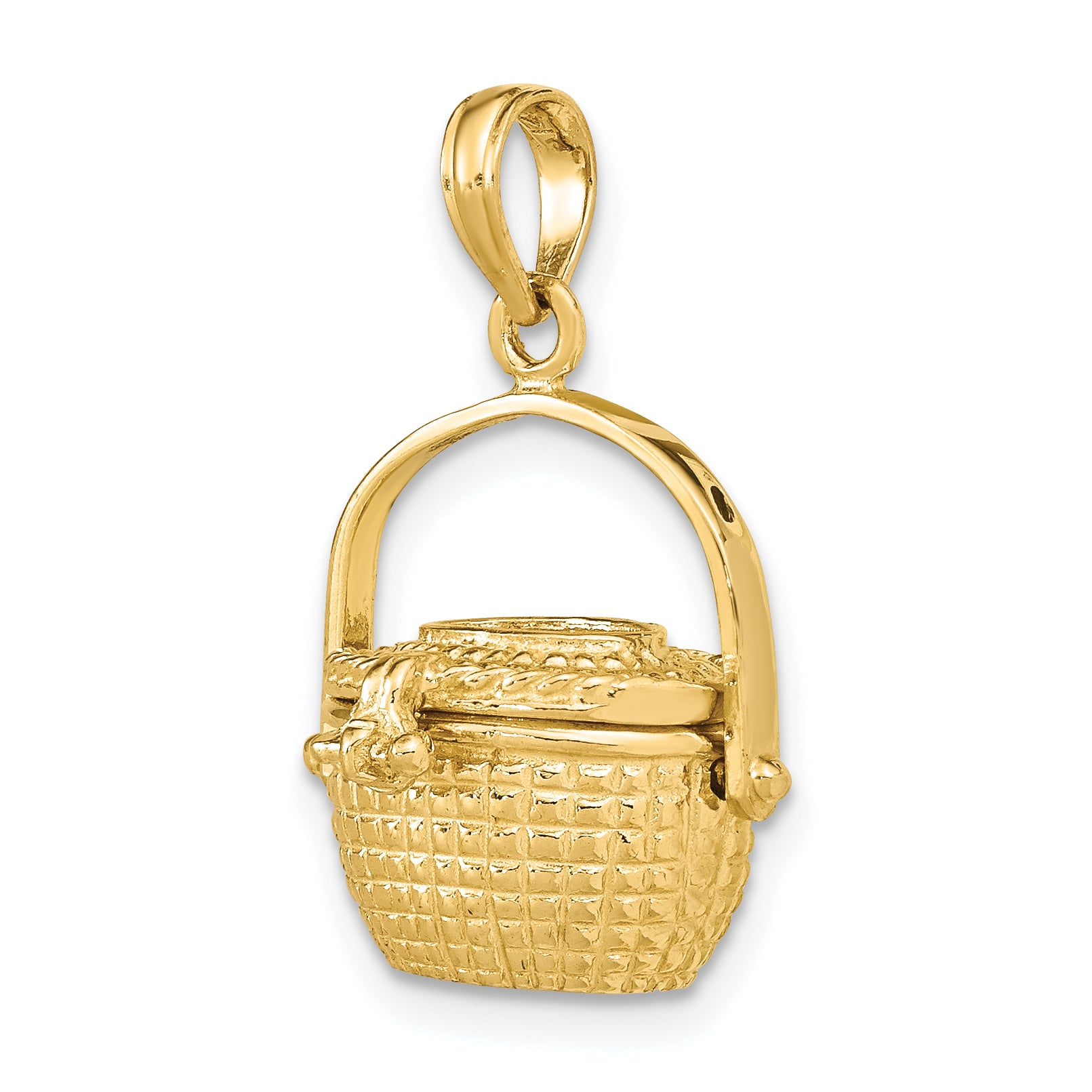 14K 3-D Nantucket Basket Moveable Lid Charm