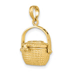 14K 3-D Nantucket Basket Moveable Lid Charm