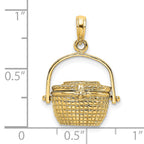 14K 3-D Nantucket Basket Moveable Lid Charm
