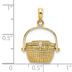 14K 3-D Nantucket Basket Moveable Lid Charm