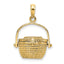 14K 3-D Nantucket Basket Moveable Lid Charm