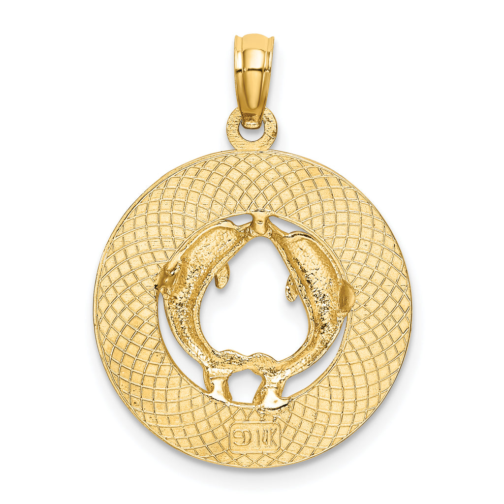 14K TURKS AND CAICOS w/ Dolphins Circle Charm