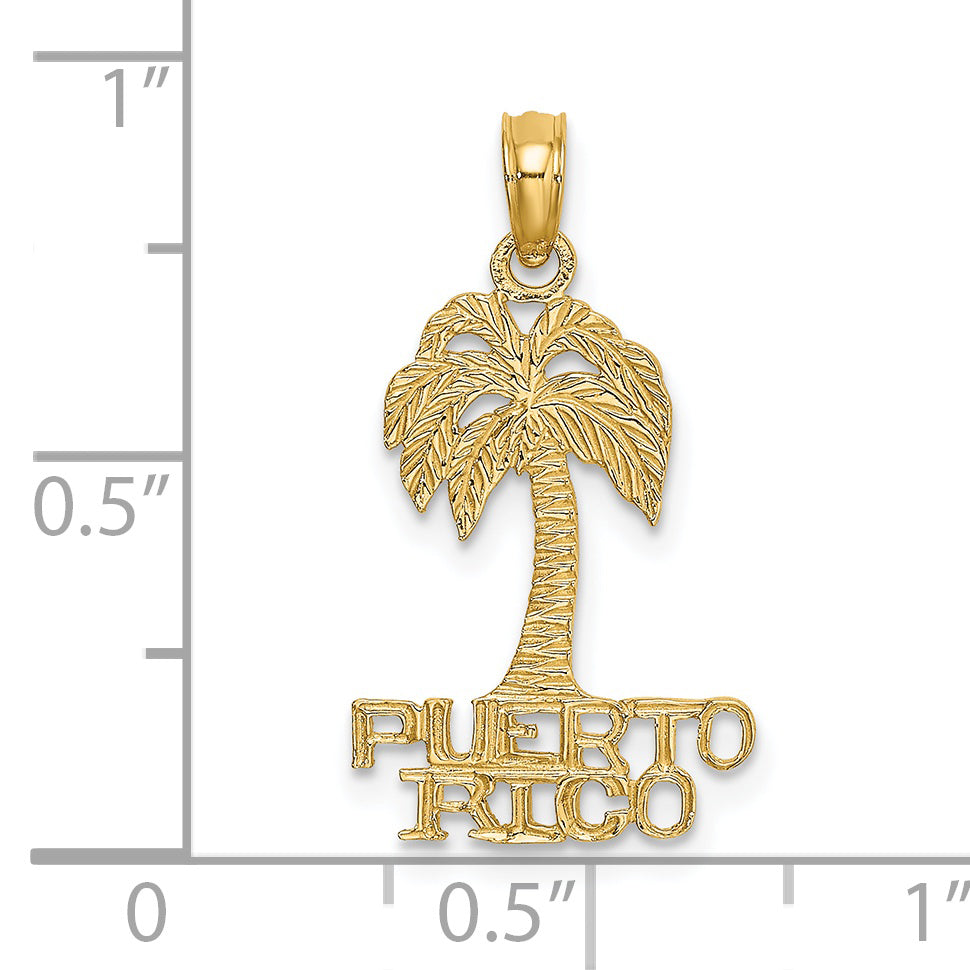 14K Flat PUERTO RICO Under Palm Tree Charm Secondary image