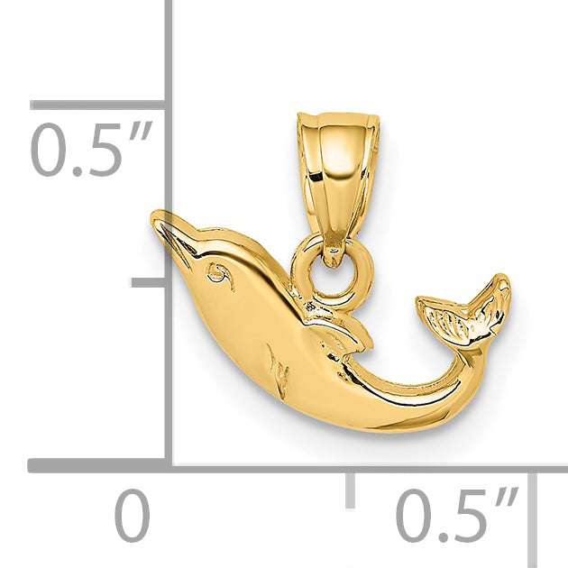 14K Polished Mini Dolphin Charm