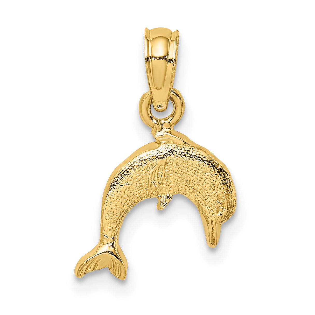 14K Textured Mini Dolphin Jumping Charm Main image
