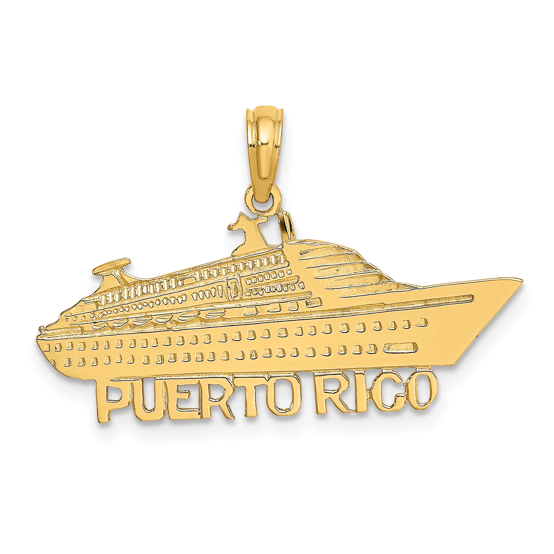 14K Polished PUERTO RICO Cruise Ship Charm Main image