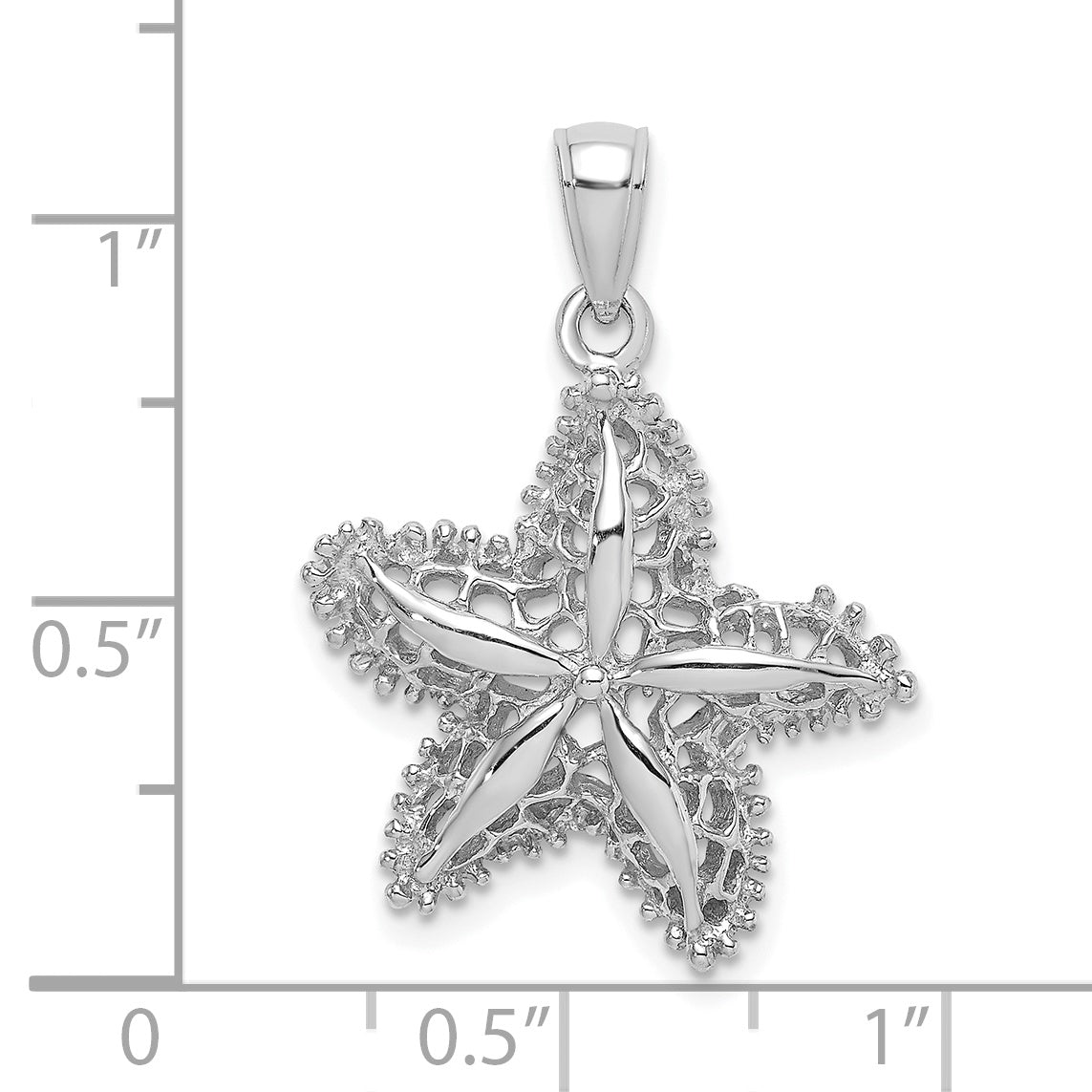 14K White Gold Starfish Filigree Charm