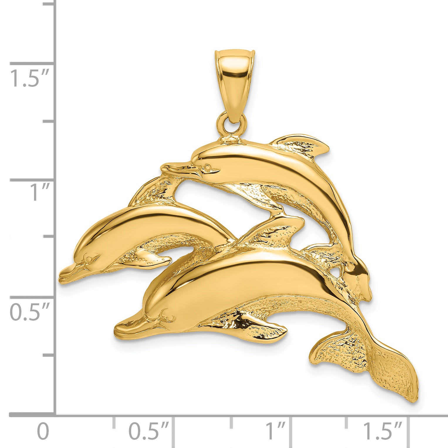 14K 2-D Three Dolphins Charm
