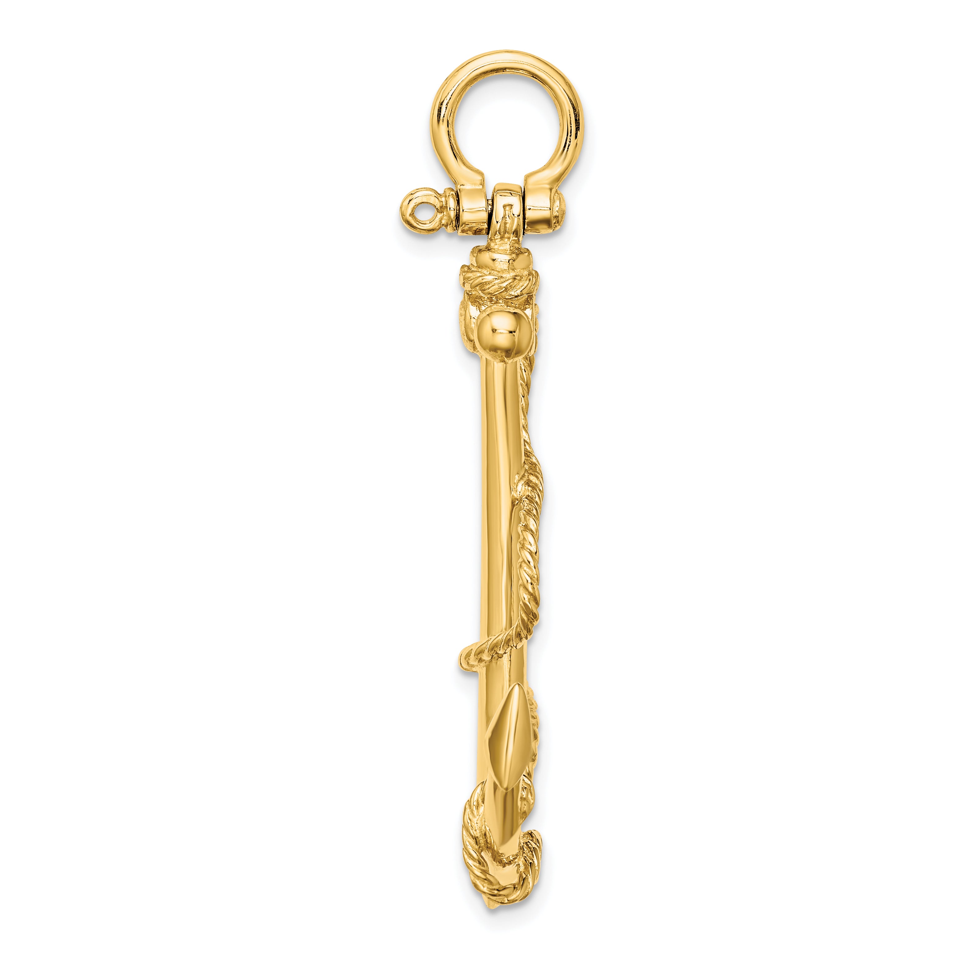 14K 3-D Large Anchor w/ Rope Charm Secondary image