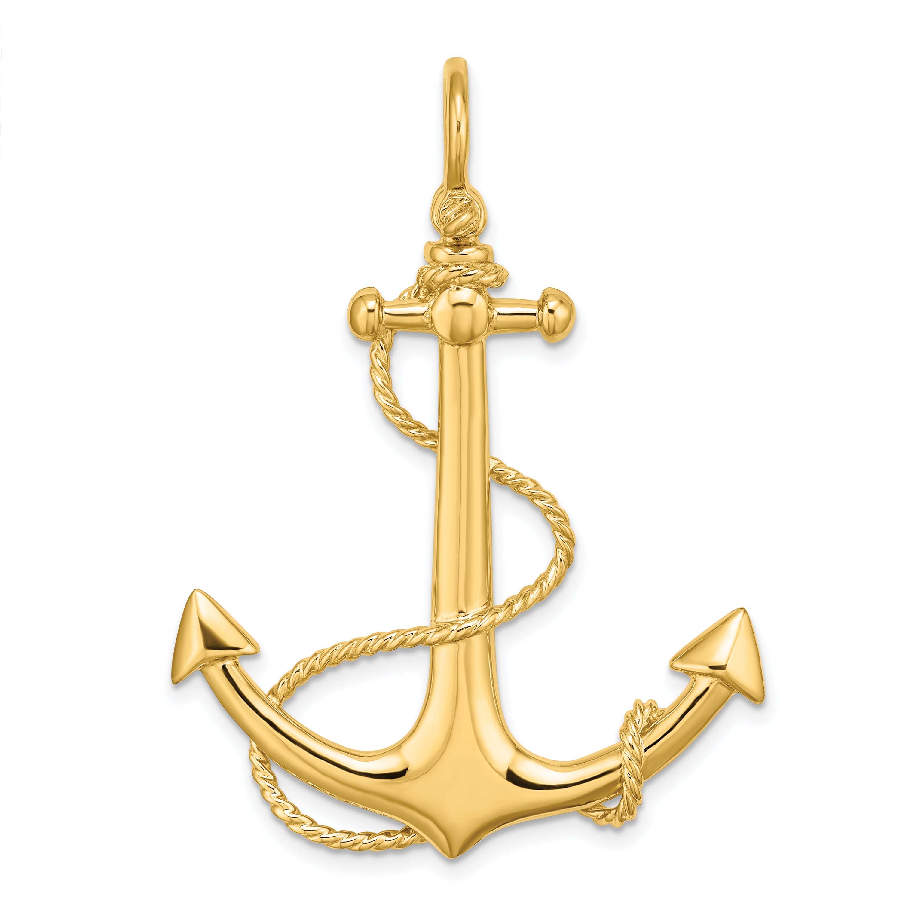 14K 3-D Large Anchor w/ Rope Charm Main image