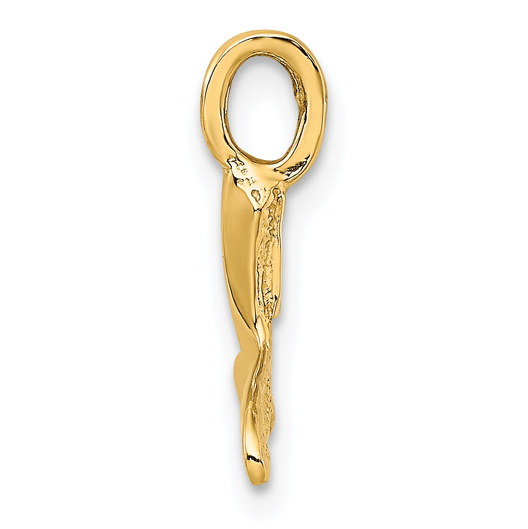 14K Polished Textured Mini Whale Tail Charm