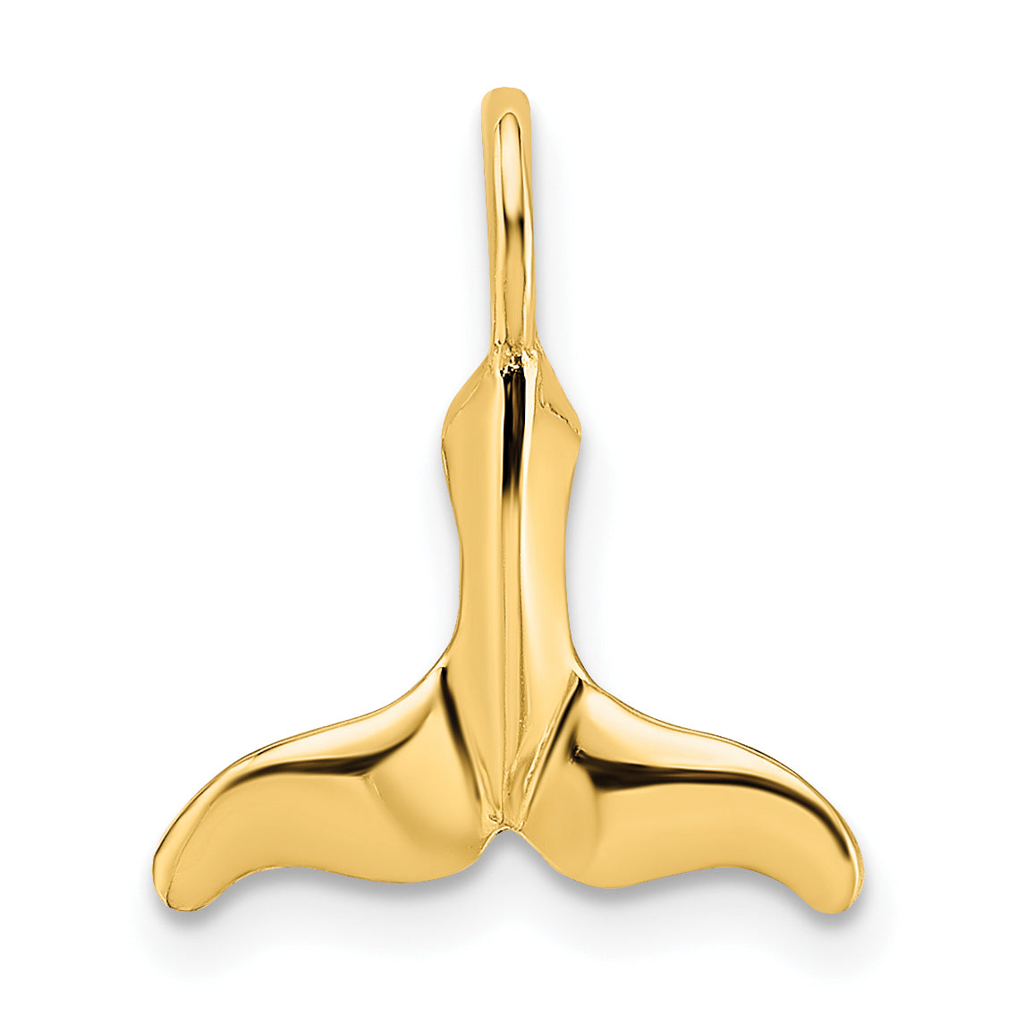 14K Polished Textured Mini Whale Tail Charm Main image