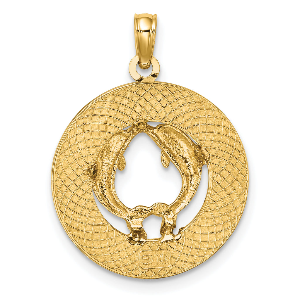 14K ST. THOMAS w/ Dolphins Round Charm
