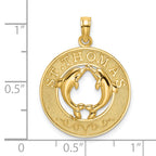 14K ST. THOMAS w/ Dolphins Round Charm
