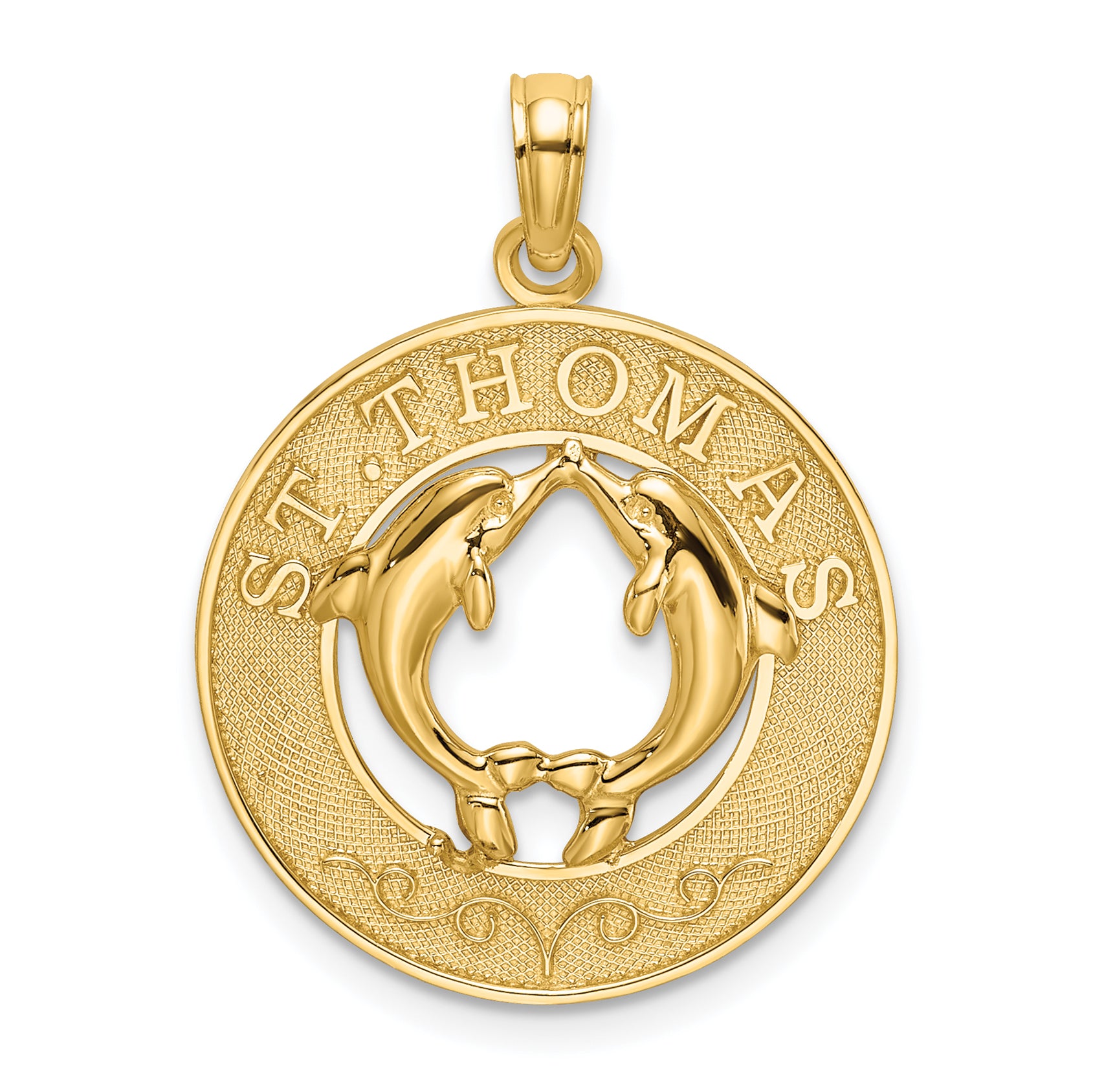 14K ST. THOMAS w/ Dolphins Round Charm Main image