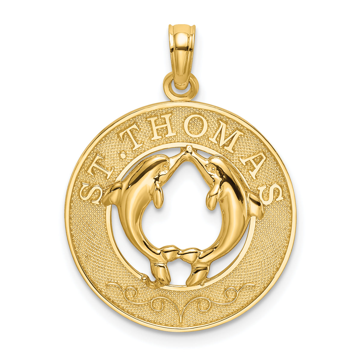 14K ST. THOMAS w/ Dolphins Round Charm