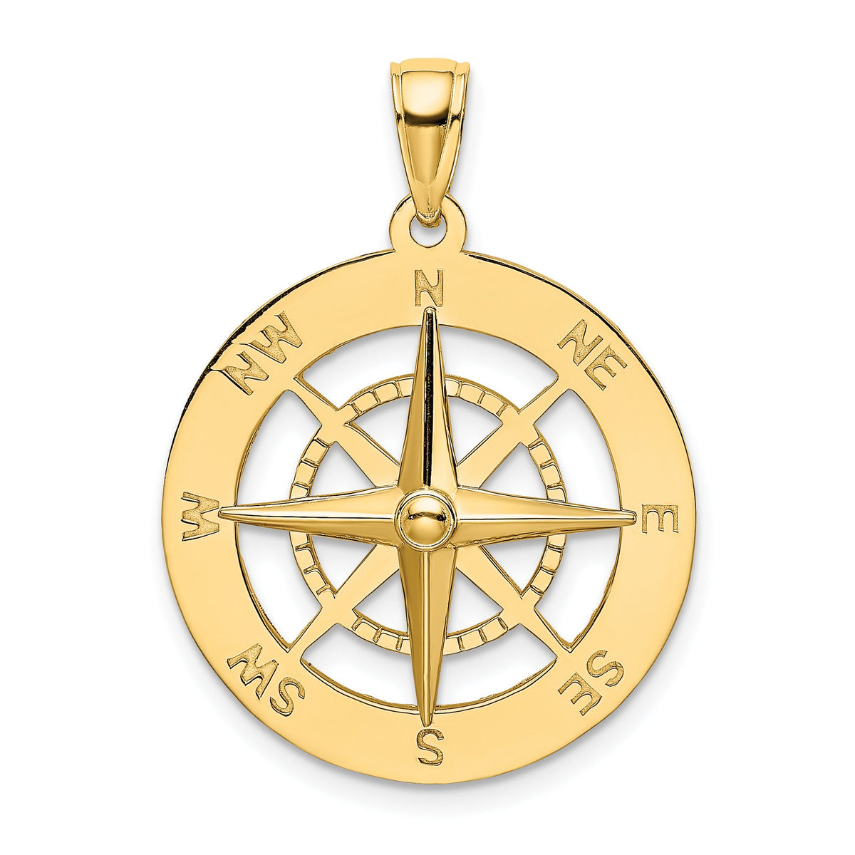 Nautical Compass Charm in 14K Yellow Gold, 29mm - Sophia Jewelers Main image