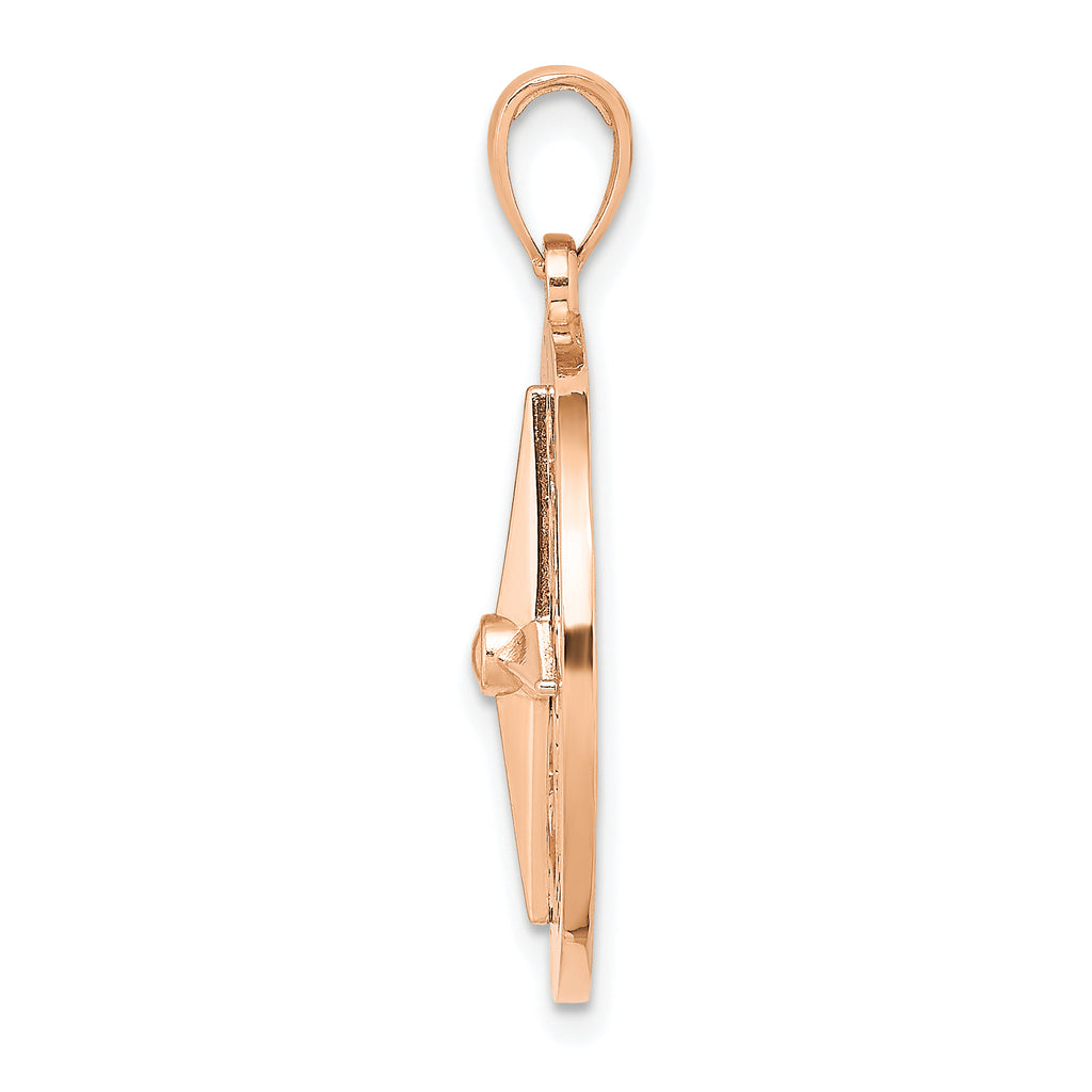 14K Rose Gold Nautical Compass Pendant