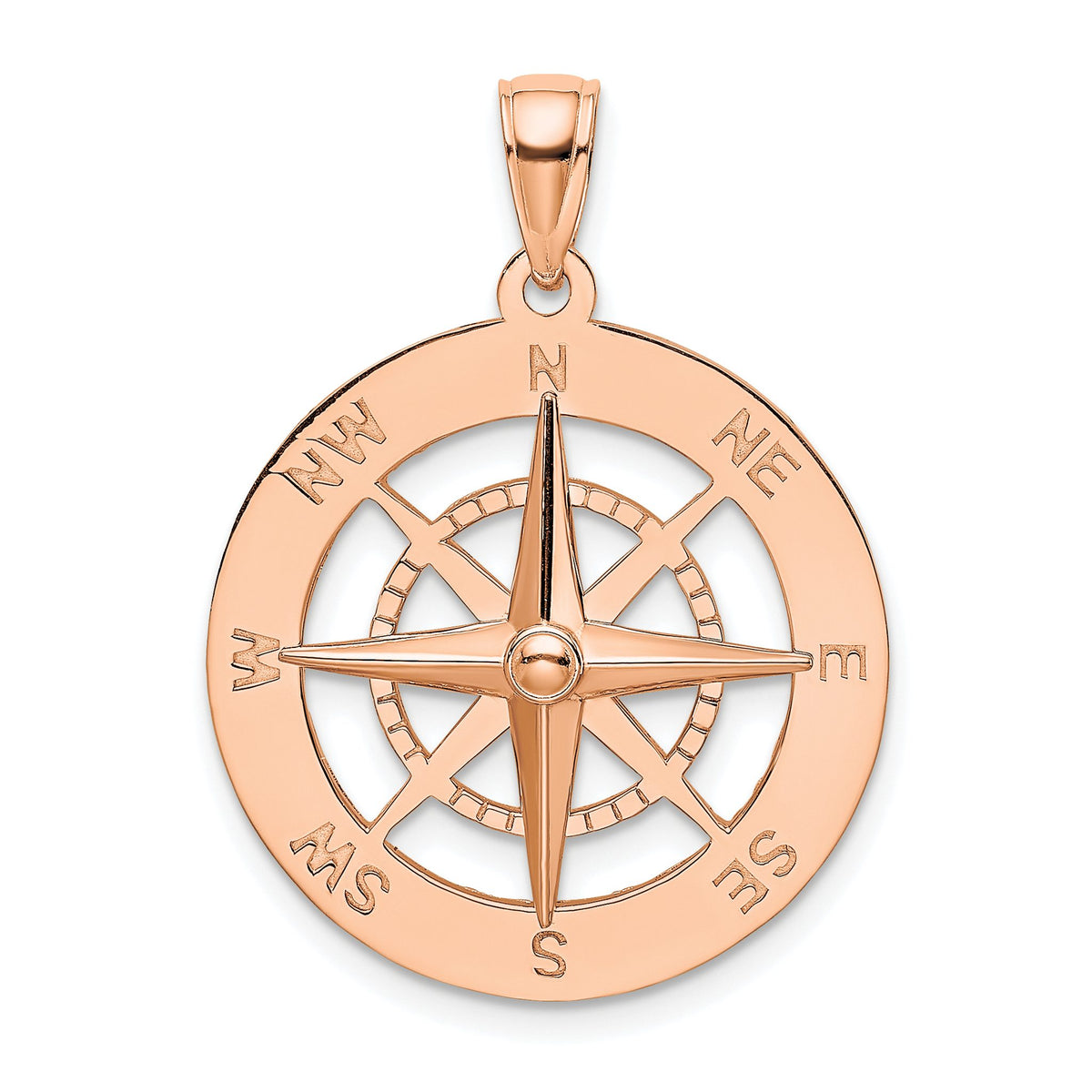 Nautical Compass Pendant in 14K Rose Gold, 29mm - Sophia Jewelers Main image