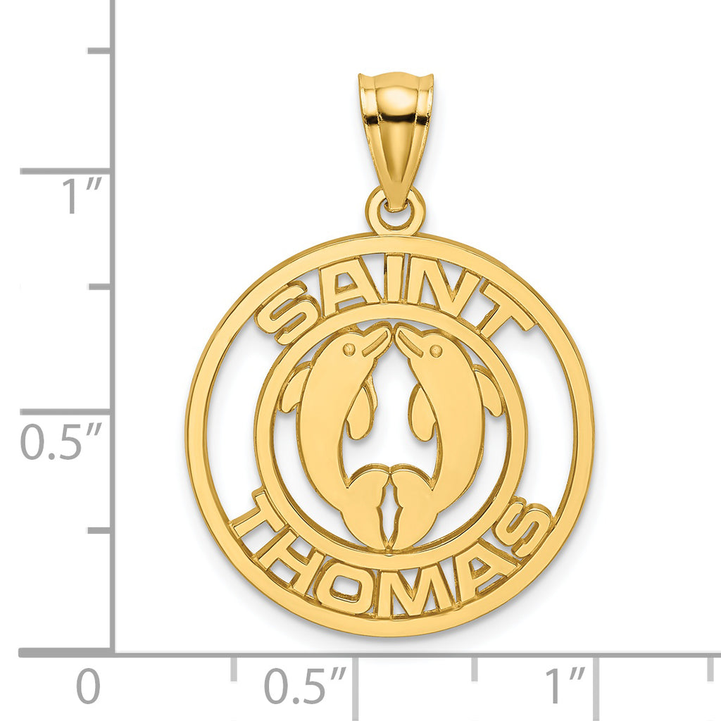 14K SAINT THOMAS w/ Dolphins Charm