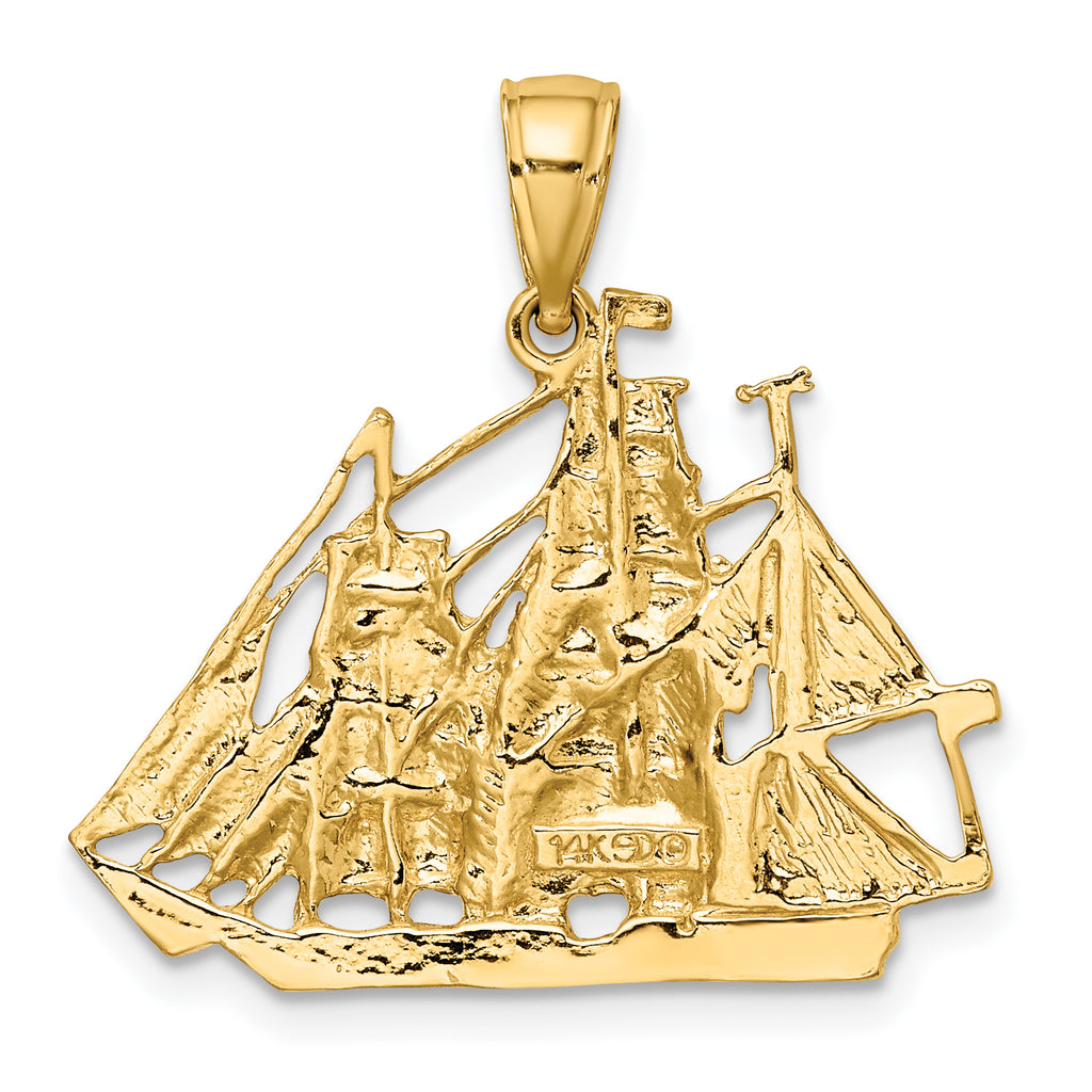 14K 2-D Polished Sailing Ship Charm
