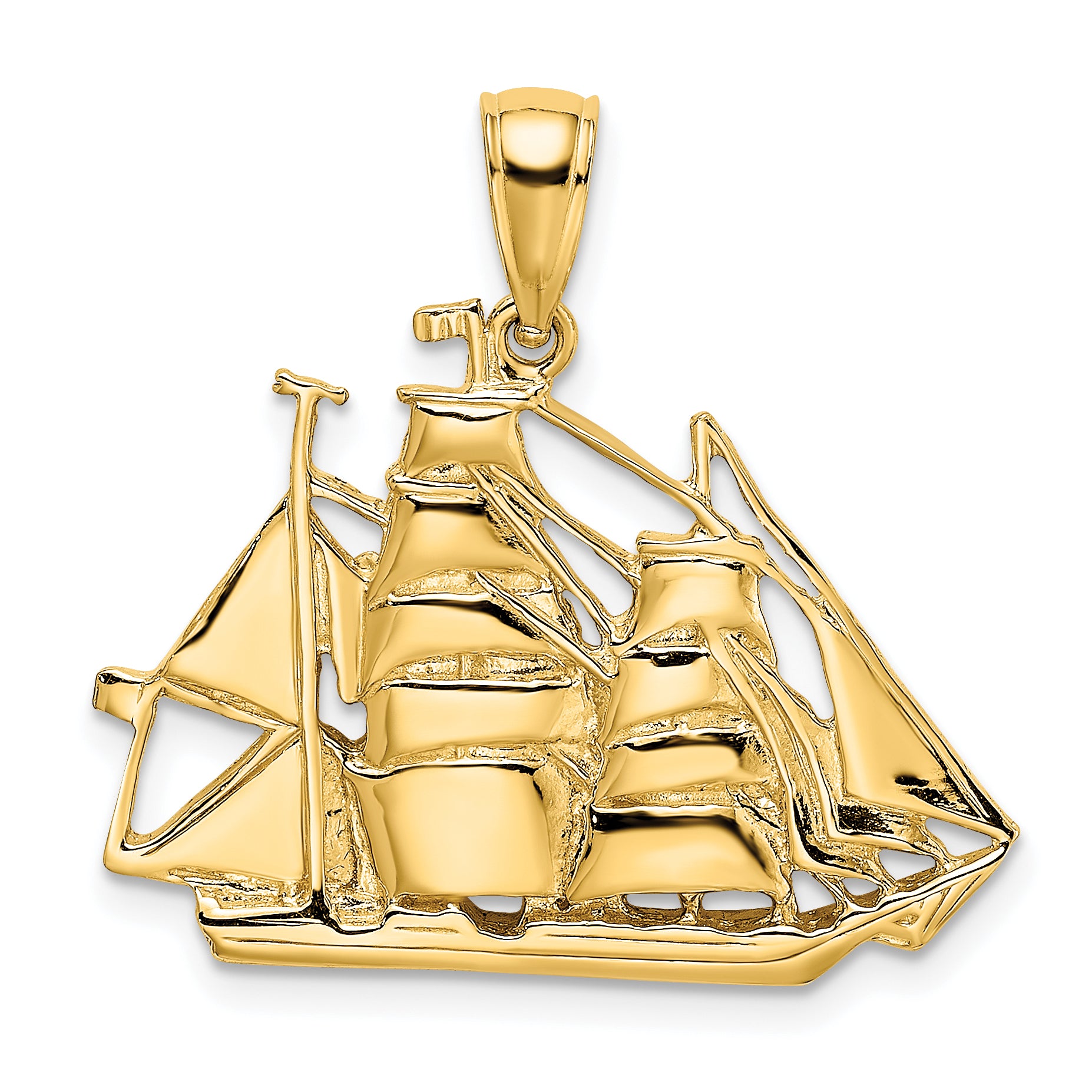 14K 2-D Polished Sailing Ship Charm Main image