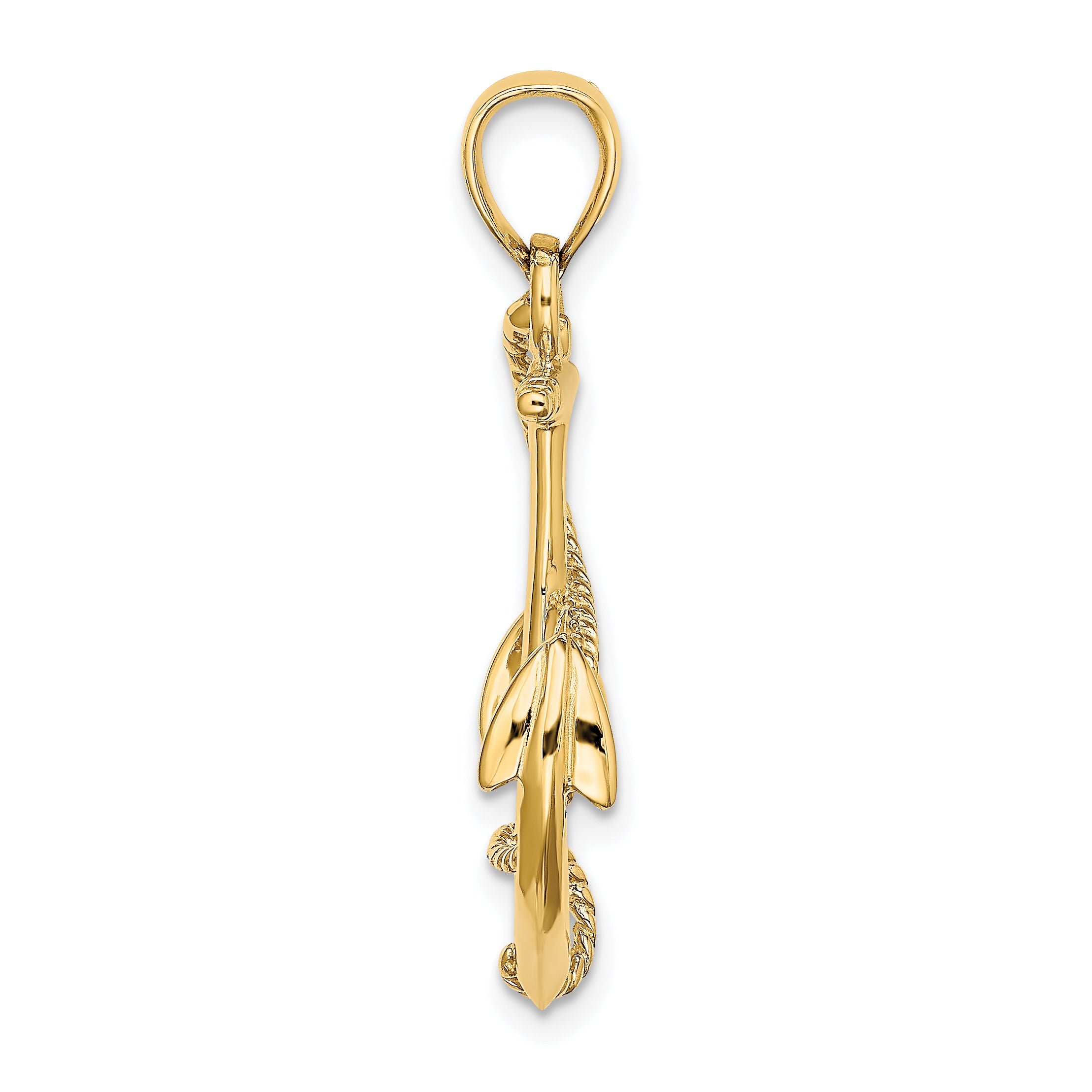 14K 3-D Polished and Textured Anchor w/Rope Charm Secondary image