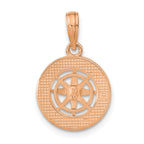 14K Rose and White Gold Medium Nautical Compass Pendant