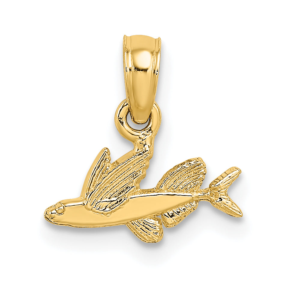14K Mini Flying Fish Charm