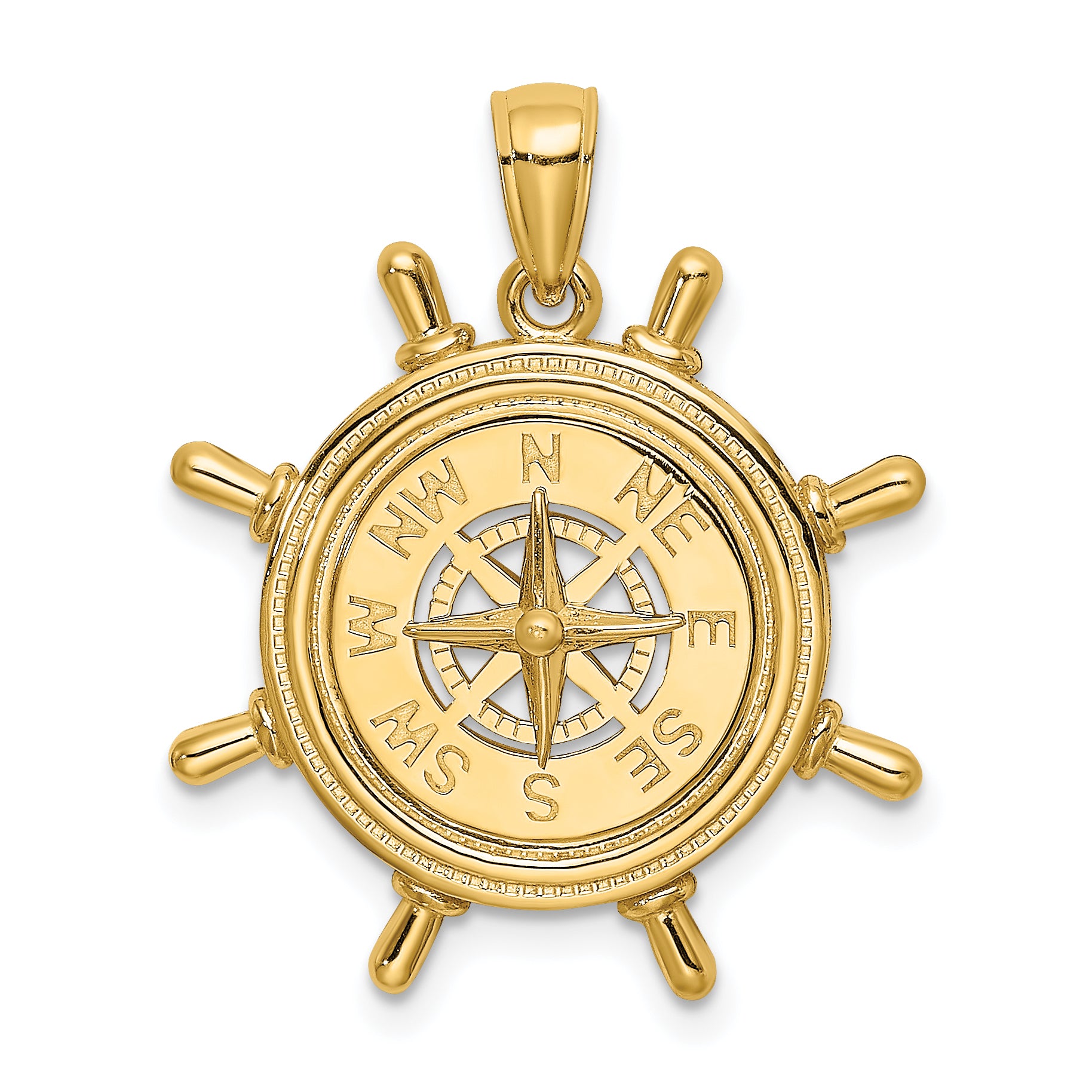 14K Ships Wheel W/Nautical Compass Charm Main image
