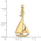 14K 2-D Polished Sailboat Charm