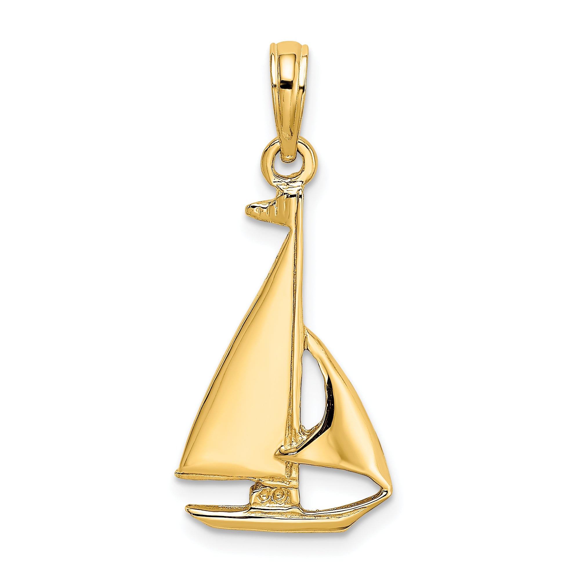 14K 2-D Polished Sailboat Charm Main image
