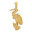 14K Textured Standing Egret Bird Charm