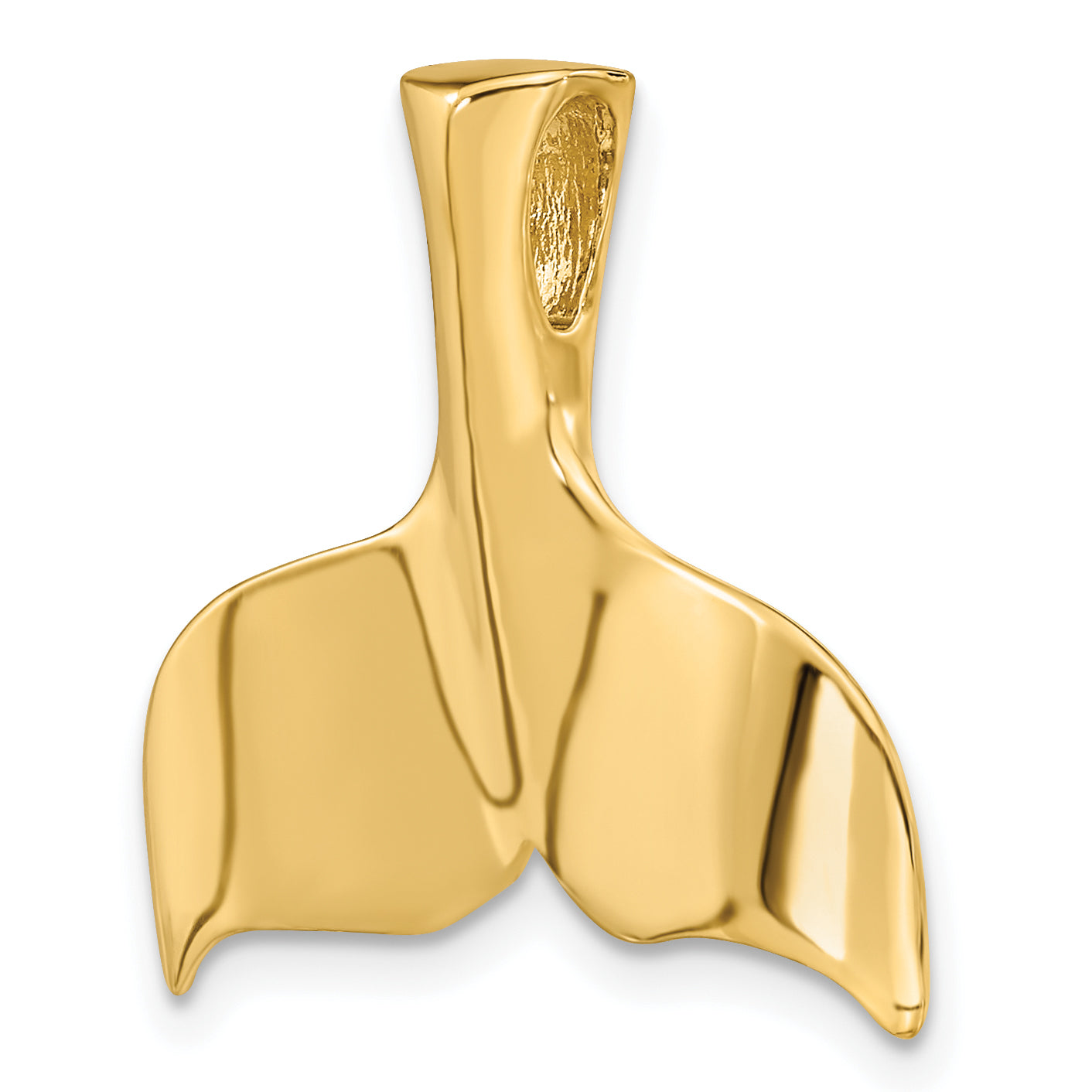 14K 3-D Polished Whale Tail Charm