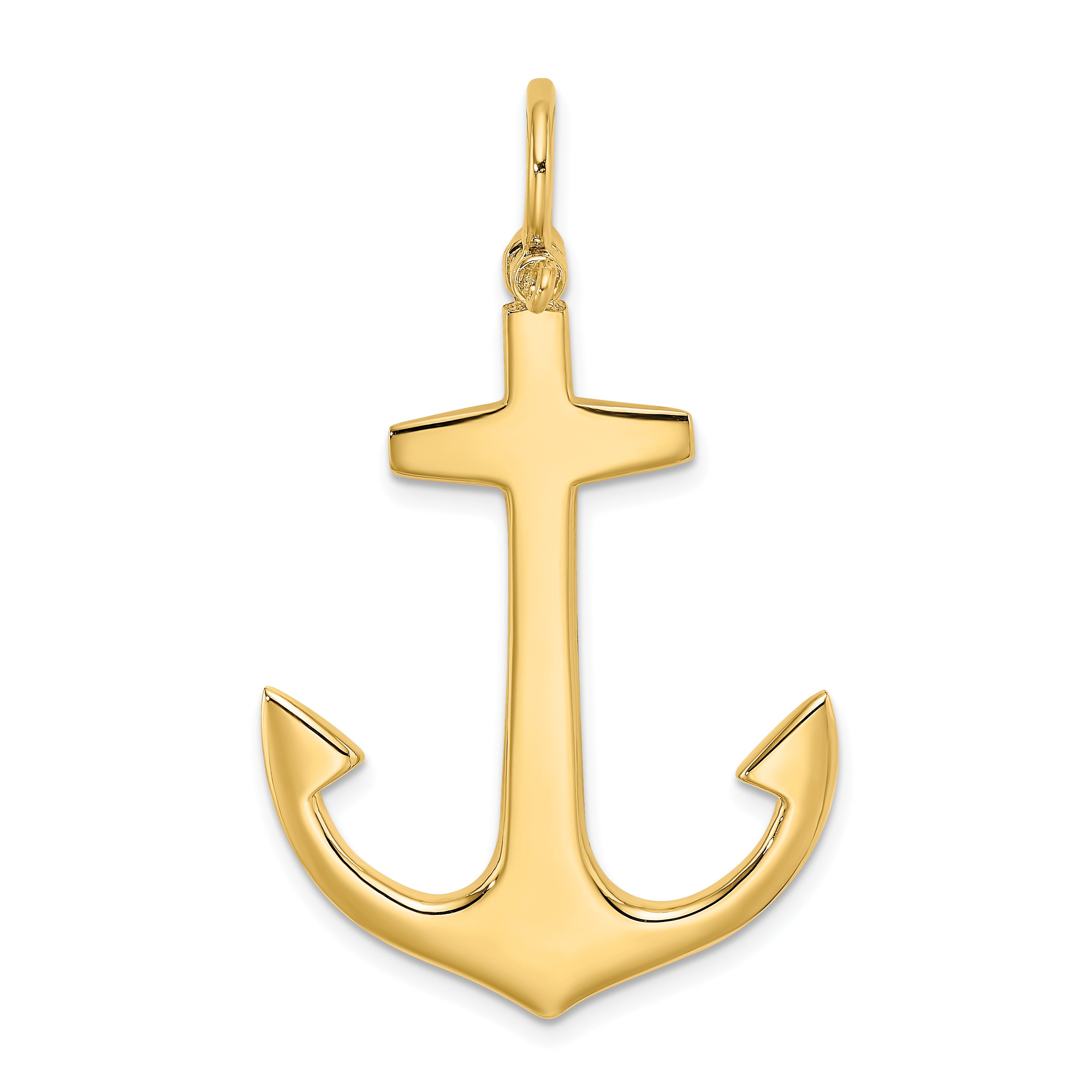 14K 3-D Polished Large Anchor Charm Main image