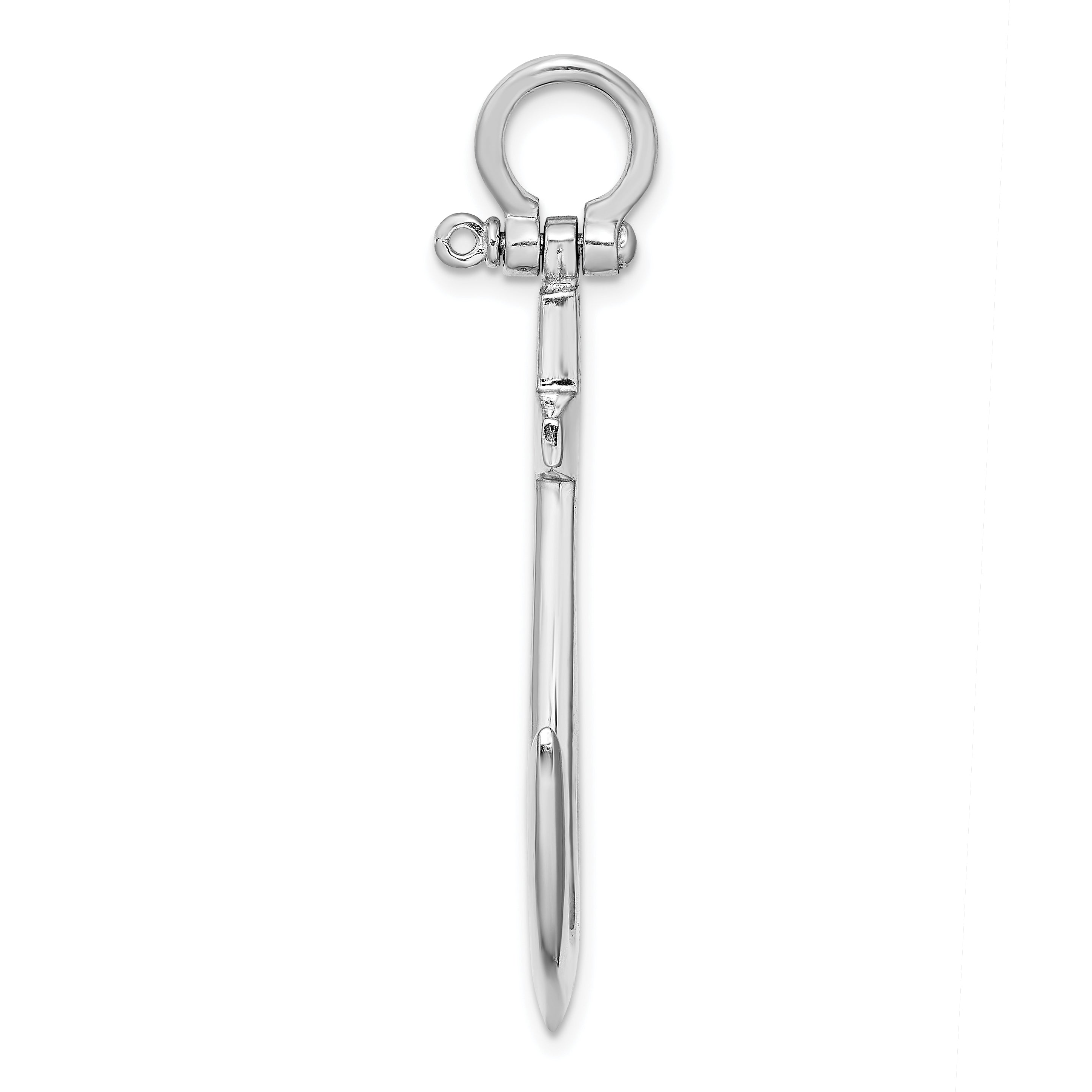 14K White Gold 3-D Polished Large Anchor Charm